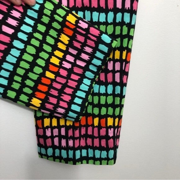 Krazy Larry Pants Womens 12 Black Rainbow Box Pull On Stretch Cropped Colorful - Picture 6 of 8